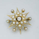'Estate' Pearl and Diamond Star Brooch