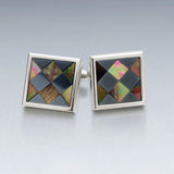 'Harlequin' Cufflinks with Mother of Pearl & Onyx in sterling Silver
