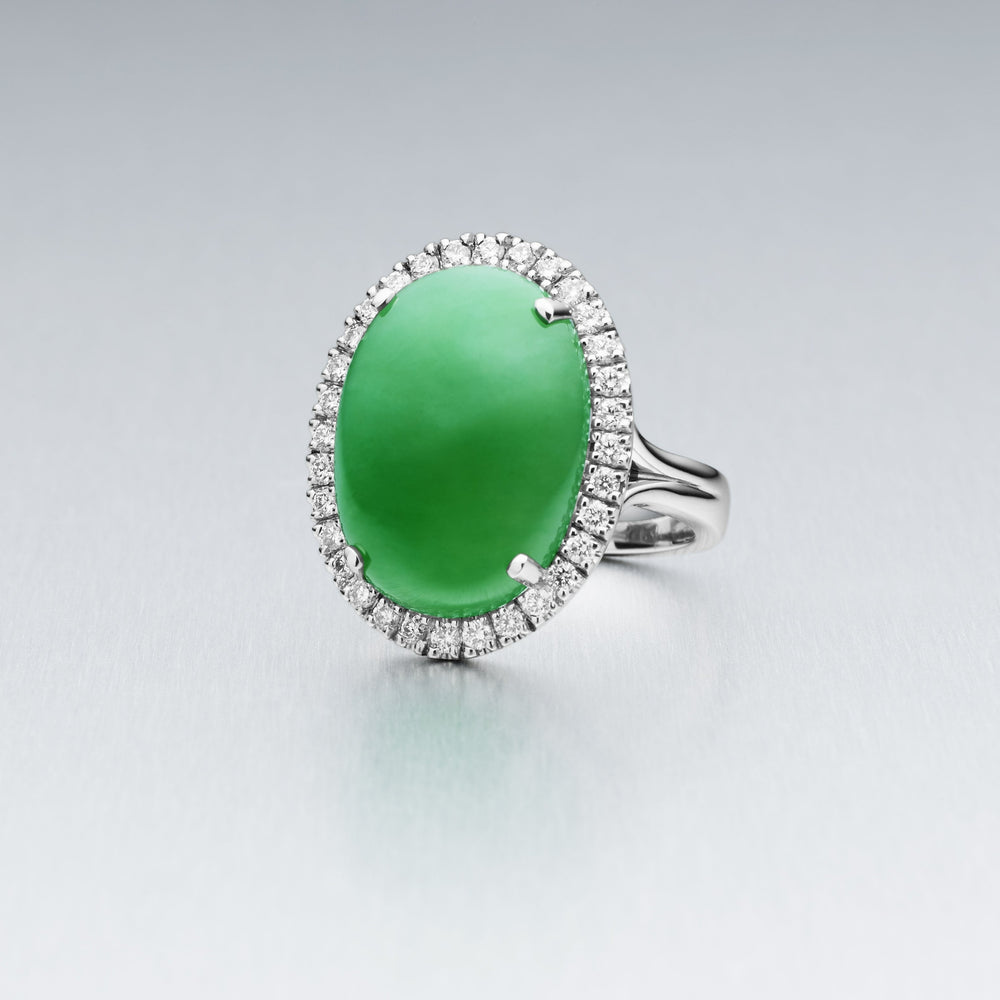 'Valentin' Jadeite & Diamond Ring in Platinum