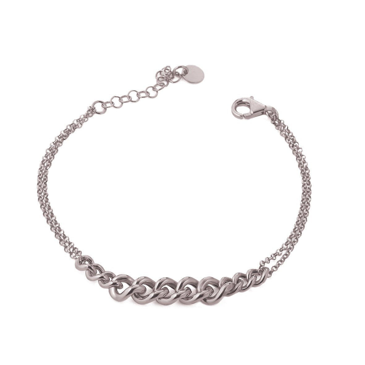  Stunning silver bracelet with 11 graduating heavy links set centrally.
