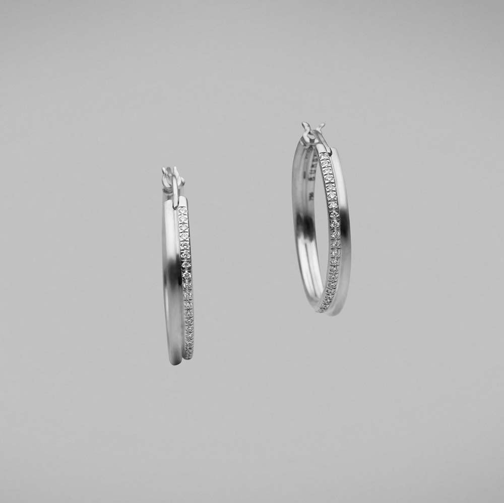 'Bundova' Split Earrings in White Gold