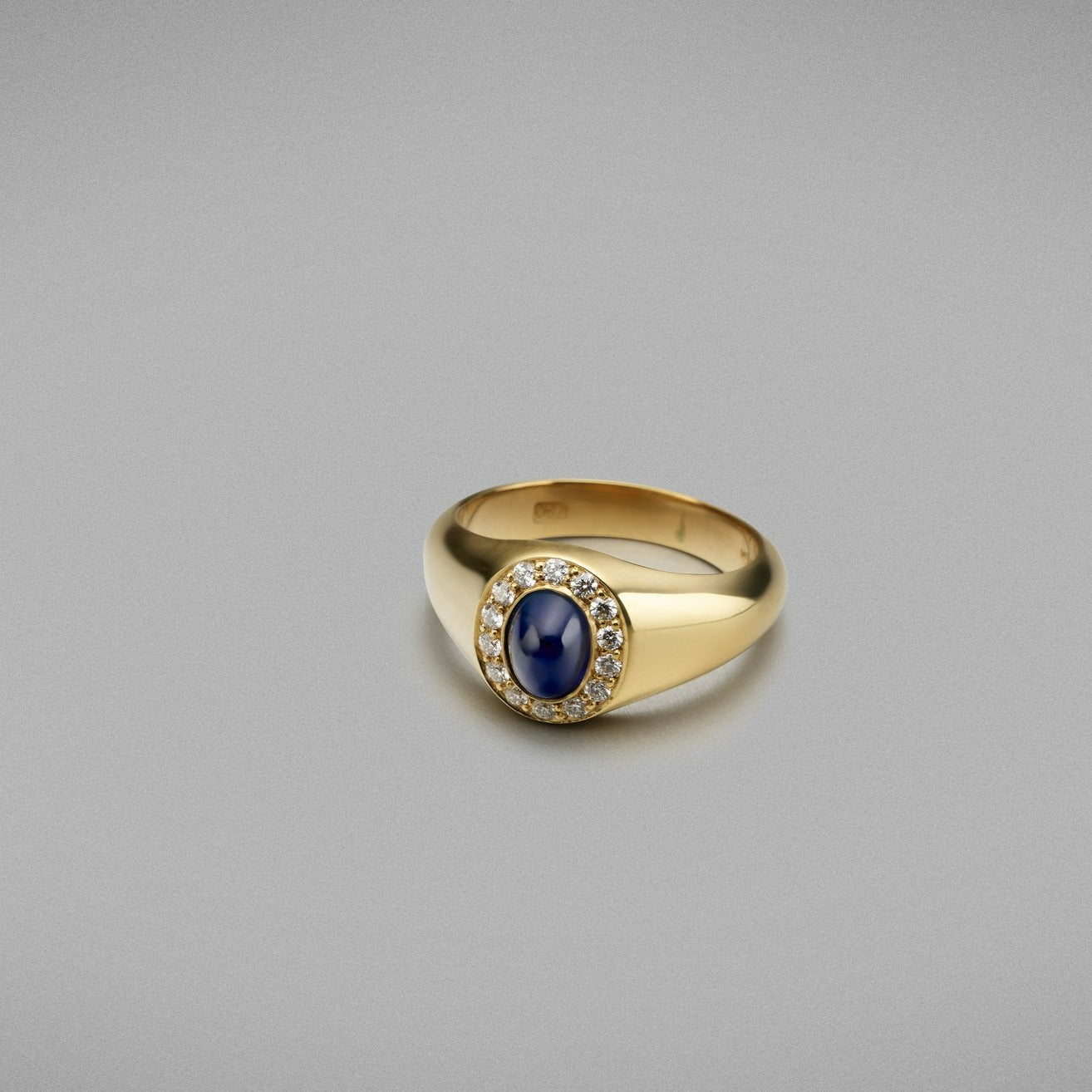 'Signet' Ring with Sapphire & Diamonds