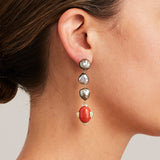 'Krest' Tahitian Keshi Pearl & Precious Coral & Diamond Earrings