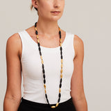 'Till' Necklace with Onyx and Sterling Silver with Gold Matt finish