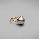 'Lyra' Tahitian Pearl & Diamond Ring