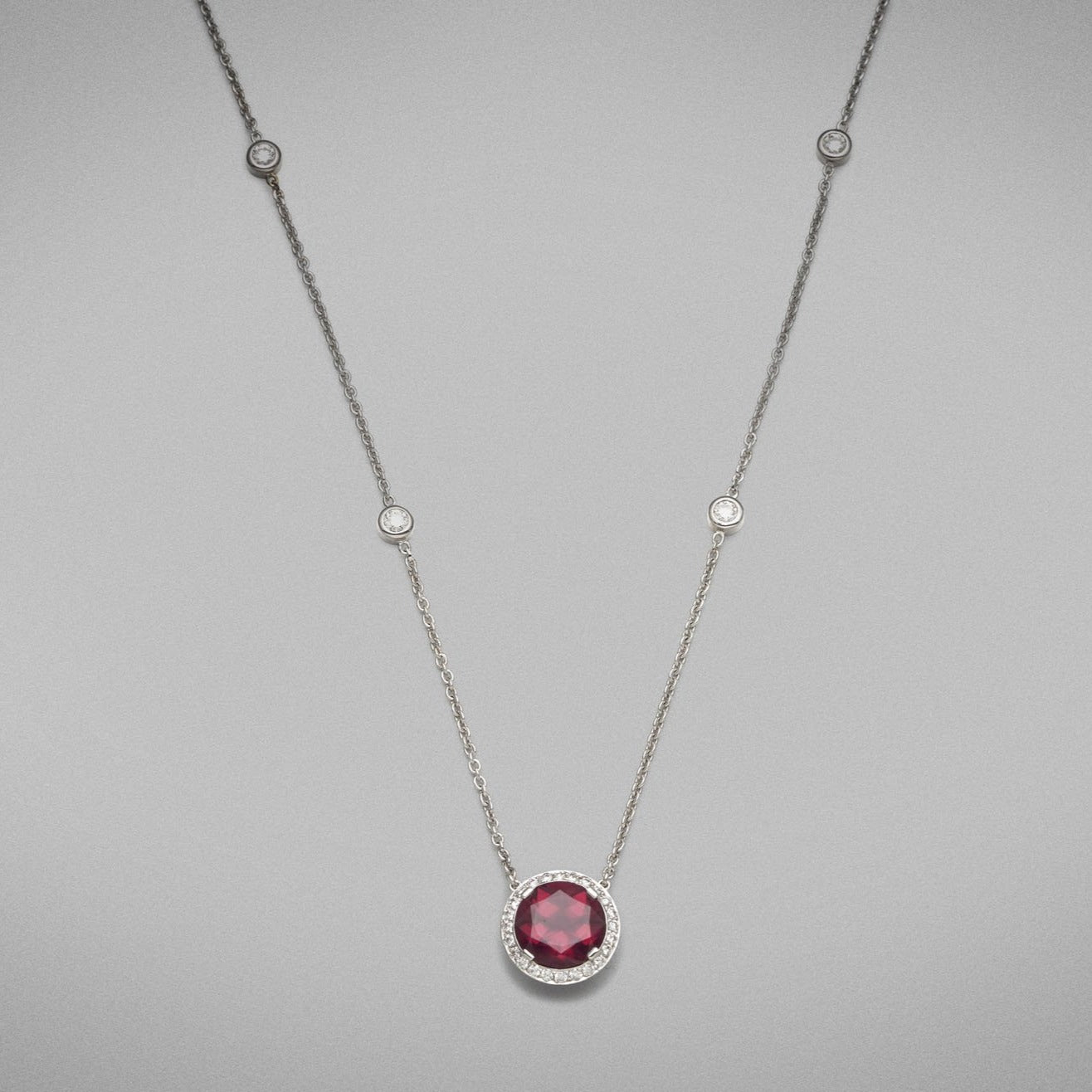 'Sitara' Pendant with Rhodolite Garnet in Platinum and White Gold