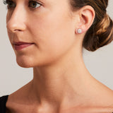 'Valentin' Stud Earrings in White Gold with Cushion Cut Center Diamonds