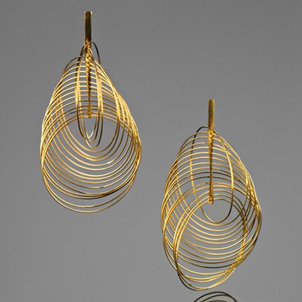 A BUNDA ’Sundance' Silver Earrings Finished in Polished Gold